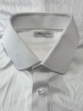 COLLARS & CO Quattro Flex Shirt Mens Large White Short Sleeve Button Down NWOT